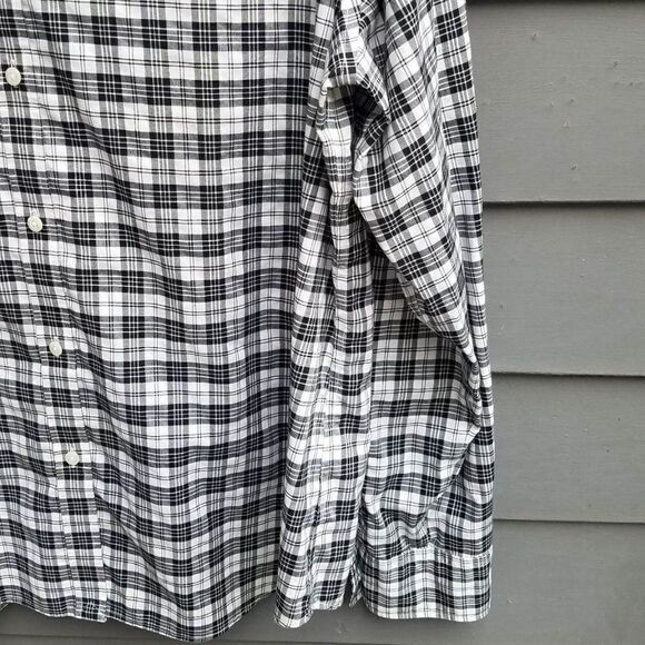 Chaps Black White Plaid Cotton No Iron Button Down Shirt size XL - Picture 6 of 7